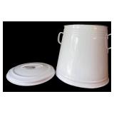 Vintage Enamelware Lidded Bucket with Handles