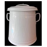 Vintage Enamelware Lidded Bucket with Handles