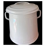Vintage Enamelware Lidded Bucket with Handles