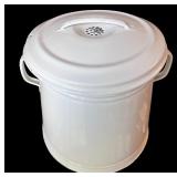 Vintage Enamelware Lidded Bucket with Handles