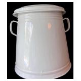 Vintage Enamelware Lidded Bucket with Handles