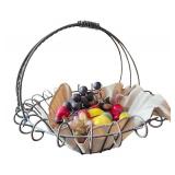 Decorative Metal Basket with Assorted Artificial Fruit