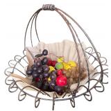 Decorative Metal Basket with Assorted Artificial Fruit