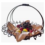 Decorative Metal Basket with Assorted Artificial Fruit