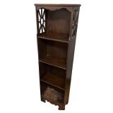 Vintage Wooden Bookshelf with Ornate Side Carvings