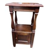 Wooden Side Table with Storage Cabinet