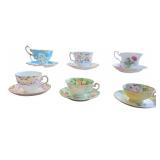 Set of 6 Vintage Bone China Tea Cups and Saucers