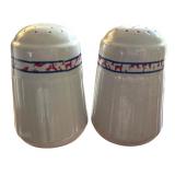 Vintage Red Wing Stoneware Pottery Set with Butter Crock, Batter Bowl, and Shakers