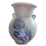 Red Wing Pottery Vintage Stoneware Vase with Hand-Painted Floral Pattern