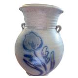 Red Wing Pottery Vintage Stoneware Vase with Hand-Painted Floral Pattern