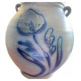 Red Wing Pottery Vintage Stoneware Vase with Hand-Painted Floral Pattern