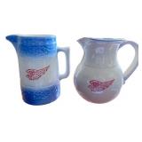 Set of 2 Red Wing Stoneware Pitchers with Winged Logo