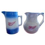Set of 2 Red Wing Stoneware Pitchers with Winged Logo