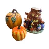 Set of 3 Halloween Ceramic Cookie Jars Including Pooh & Friends