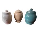 Set of 3 Decorative Ceramic Lidded Jars with Floral Designs