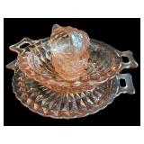 Elegant Pink Depression Glass Serving Set