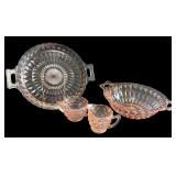 Elegant Pink Depression Glass Serving Set