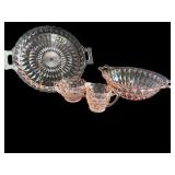 Elegant Pink Depression Glass Serving Set