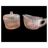 Vintage Pink Depression Glass Sugar Bowl and Creamer Set