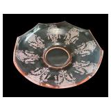 Set of 5 Pink Depression Glass Pieces - Plates, Compote, Vase