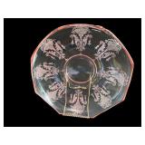 Set of 5 Pink Depression Glass Pieces - Plates, Compote, Vase