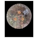 Set of 4 Vintage Pink Glass Plates with Floral and Swirl Designs