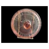 Set of 4 Vintage Pink Glass Plates with Floral and Swirl Designs