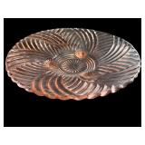 Set of 4 Vintage Pink Glass Plates with Floral and Swirl Designs