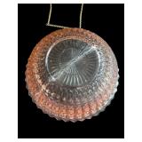 Set of 4 Vintage Pink Glass Plates with Floral and Swirl Designs