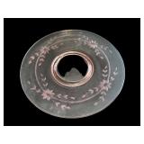 Set of 4 Vintage Pink Glass Plates with Floral and Swirl Designs