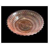 Set of 4 Vintage Pink Glass Plates with Floral and Swirl Designs