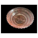 Set of 4 Vintage Pink Glass Plates with Floral and Swirl Designs