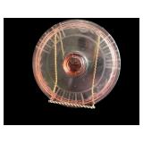 Set of 4 Vintage Pink Glass Plates with Floral and Swirl Designs