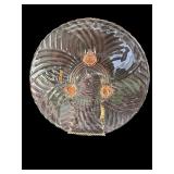 Set of 4 Vintage Pink Glass Plates with Floral and Swirl Designs