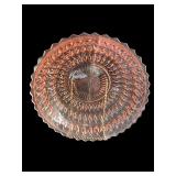 Set of 4 Vintage Pink Glass Plates with Floral and Swirl Designs