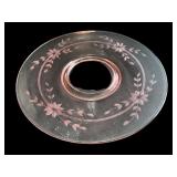 Set of 4 Vintage Pink Glass Plates with Floral and Swirl Designs