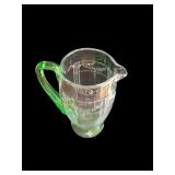 Vintage Glass Serving Set with Green Handles - Pitcher and 8 Glasses