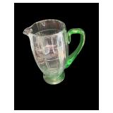 Vintage Glass Serving Set with Green Handles - Pitcher and 8 Glasses