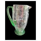 Vintage Glass Serving Set with Green Handles - Pitcher and 8 Glasses