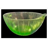 Vintage Green Depression Glass Batter Bowl with Handle