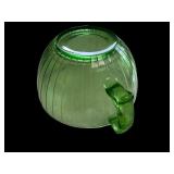 Vintage Green Depression Glass Batter Bowl with Handle