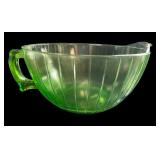 Vintage Green Depression Glass Batter Bowl with Handle