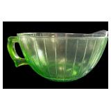 Vintage Green Depression Glass Batter Bowl with Handle