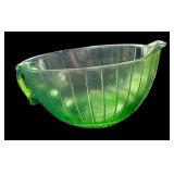 Vintage Green Depression Glass Batter Bowl with Handle