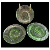 Collection of Vintage Green Depression Glass Pieces