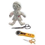 Set of Sewing Tools with Wicker Baskets and Stress Dolls