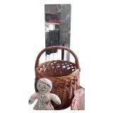 Set of Sewing Tools with Wicker Baskets and Stress Dolls