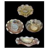 Set of 4 Vintage Carnival Glass Bowls