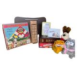 Vintage PACHISSIE Board Game, Plush Toys & Dominoes Set