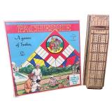 Vintage PACHISSIE Board Game, Plush Toys & Dominoes Set